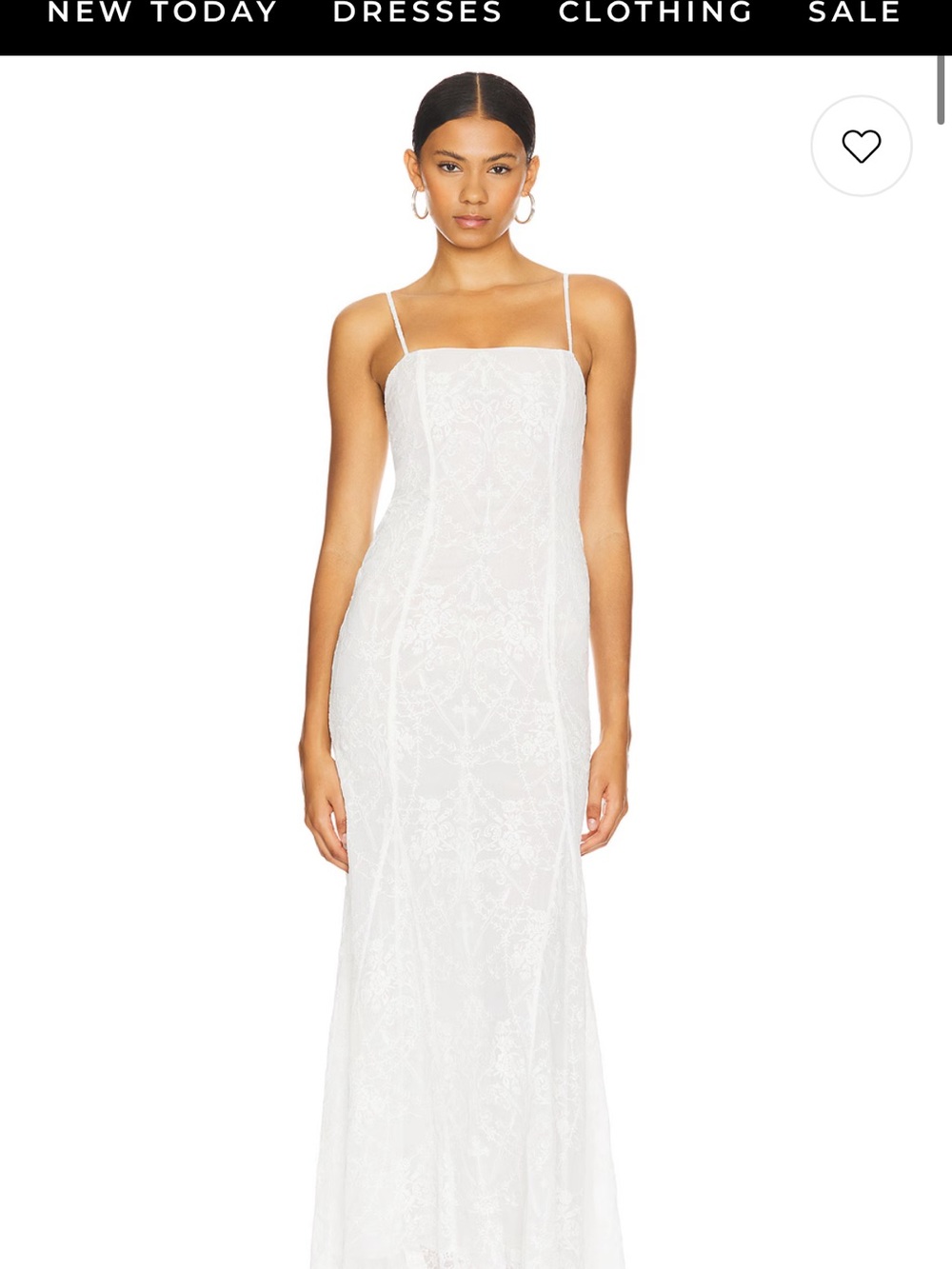 REVOLVE White Lace Spaghetti-Strap Maxi Dress
